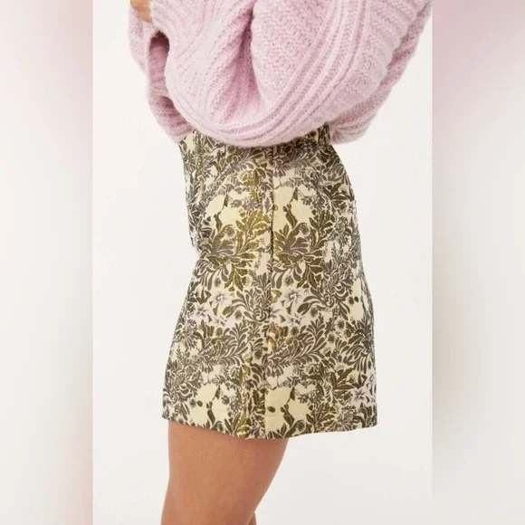 Free People Shine Like a Shorty in Jacquard Gold Combo - Size Medium - Picture 4 of 8